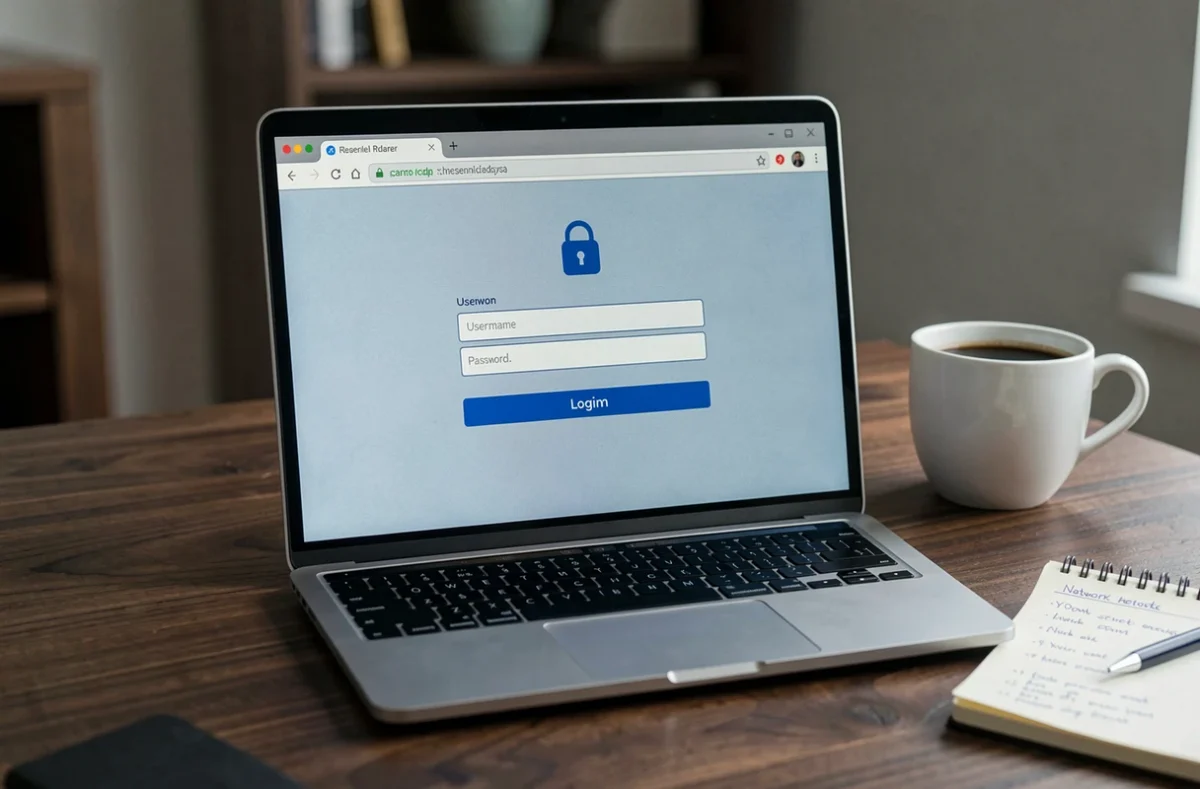 Écran d'ordinateur affichant la page de connexion sécurisée à une interface de box internet