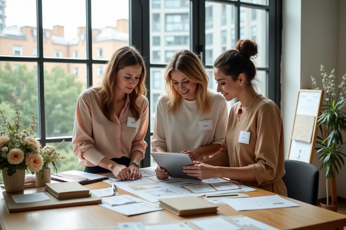 Equipe de wedding planners en réunion créative